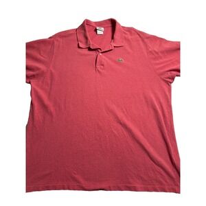 Lacoste Men Size 9 4XL Solid Orange Pique Polo Shirt Made In France preppy logo